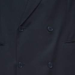 Pre Owned Yves Saint Laurent Navy Blue Wool Double Breasted Blazer L