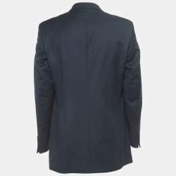 Pre Owned Yves Saint Laurent Navy Blue Wool Double Breasted Blazer L