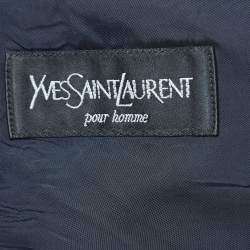 Pre Owned Yves Saint Laurent Navy Blue Wool Double Breasted Blazer L