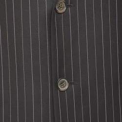 Pre Owned Yves Saint Laurent Vintage Brown Striped Wool Single Breasted Blazer M