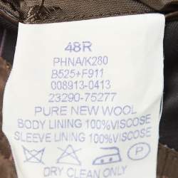 Pre Owned Yves Saint Laurent Vintage Brown Striped Wool Single Breasted Blazer M