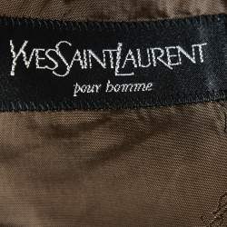 Pre Owned Yves Saint Laurent Vintage Brown Striped Wool Single Breasted Blazer M