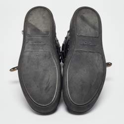 Pre Owned Yves Saint Laurent Black Leather Studded Buckle Detail High Top Sneakers Size 43