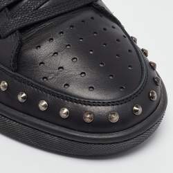 Pre Owned Yves Saint Laurent Black Leather Studded Buckle Detail High Top Sneakers Size 43