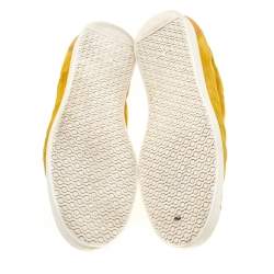 Saint Laurent Paris Yellow Suede And Leather Low Top Sneakers 44