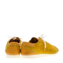 Saint Laurent Paris Yellow Suede And Leather Low Top Sneakers 44