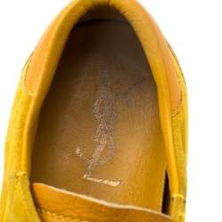 Saint Laurent Paris Yellow Suede And Leather Low Top Sneakers 44