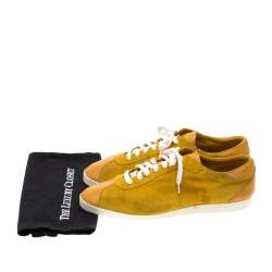 Saint Laurent Paris Yellow Suede And Leather Low Top Sneakers 44