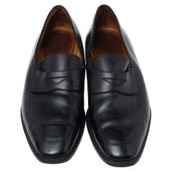 Yves Saint Laurent Black Leather Penny Loafers Size 43