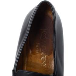 Yves Saint Laurent Black Leather Penny Loafers Size 43