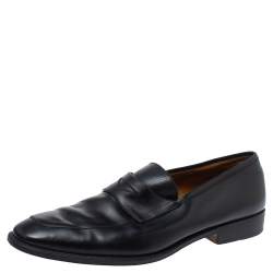 Yves Saint Laurent Black Leather Penny Loafers Size 43