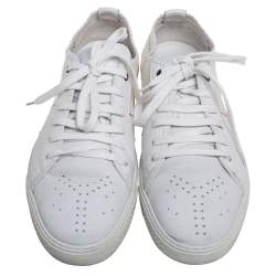 Yves Saint Laurent White Leather And Canvas Lace Up Sneakers Size 42