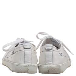 Yves Saint Laurent White Leather And Canvas Lace Up Sneakers Size 42