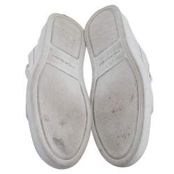 Yves Saint Laurent White Leather And Canvas Lace Up Sneakers Size 42