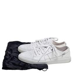 Yves Saint Laurent White Leather And Canvas Lace Up Sneakers Size 42