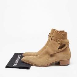  Yves Saint Laurent Brown Suede Wyatt Jodhpur Ankle Boots Size 42