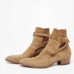  Yves Saint Laurent Brown Suede Wyatt Jodhpur Ankle Boots Size 42