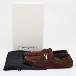 Yves Saint Laurent Brown Suede Slip On Loafers Size 42