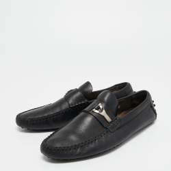 Pre Owned Yves Saint Laurent Black Leather Penny Loafers Size 44
