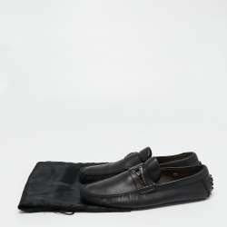 Pre Owned Yves Saint Laurent Black Leather Penny Loafers Size 44