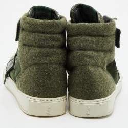 Yves Saint Laurent Green Suede and Fabric High Top Sneakers Size 43