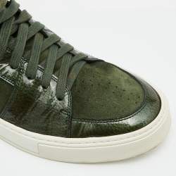 Yves Saint Laurent Green Suede and Fabric High Top Sneakers Size 43
