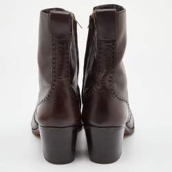 Yves Saint Laurent Dark Brown Leather Ankle Boots Size 42.5