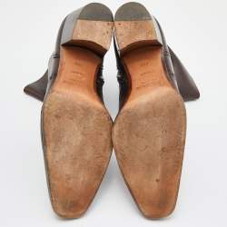 Yves Saint Laurent Dark Brown Leather Ankle Boots Size 42.5