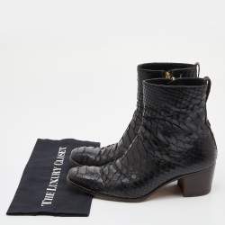 Yves Saint Laurent Paris Black Python Ankle Boots Size 41.5