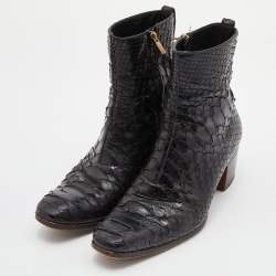 Yves Saint Laurent Paris Black Python Ankle Boots Size 41.5