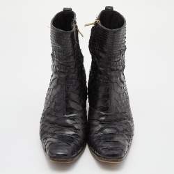 Yves Saint Laurent Paris Black Python Ankle Boots Size 41.5
