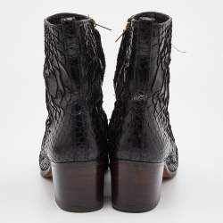 Yves Saint Laurent Paris Black Python Ankle Boots Size 41.5