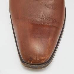 Pre Owned Yves Saint Laurent Brown Leather Ankle Boots Size 42