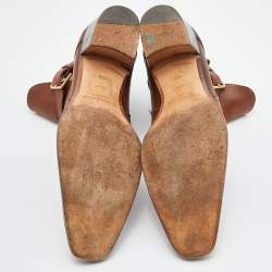 Pre Owned Yves Saint Laurent Brown Leather Ankle Boots Size 42