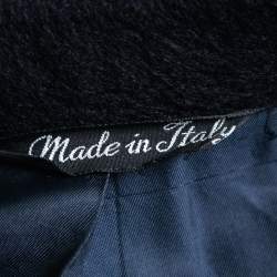 Saint Laurent Rive Gauche Vintage Navy Blue Cashmere Concealed Button Coat XL