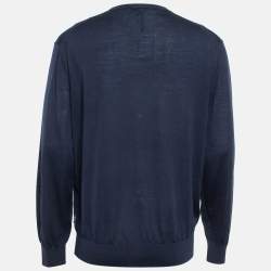 Z Zegna Navy Blue Wool Knit Sweater XXL