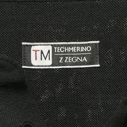 Z Zegna Techmerino Black Wool Pique Polo T-Shirt XL