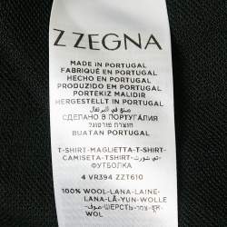 Z Zegna Techmerino Black Wool Pique Polo T-Shirt XL