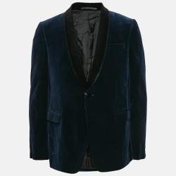 Z Zegna Blue Velvet Cotton Button Front Drop 8 Blazer XL
