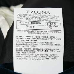 Z Zegna Blue Velvet Cotton Button Front Drop 8 Blazer XL