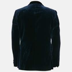 Z Zegna Blue Velvet Cotton Button Front Drop 8 Blazer XL