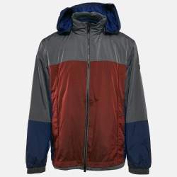 Z Zegna Multicolor Nylon Color-Block Zip-Up Hooded Jacket XL