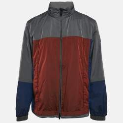 Z Zegna Multicolor Nylon Color-Block Zip-Up Hooded Jacket XL