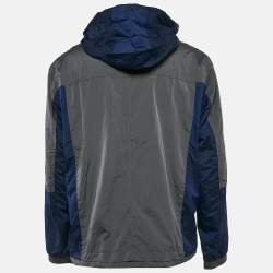 Z Zegna Multicolor Nylon Color-Block Zip-Up Hooded Jacket XL