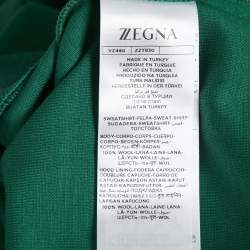 Z Zegna Techmerino Green Wool Jersey Hooded Sweatshirt XL 