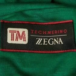 Technmerino Z Zegna Green Wool Jersey Hooded Sweatshirt M