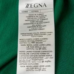 Technmerino Z Zegna Green Wool Jersey Hooded Sweatshirt M