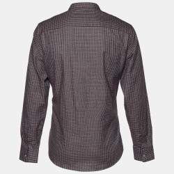 Z Zegna Maroon & Black Checked Cotton Tailored Fit Shirt L