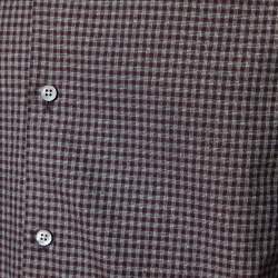 Z Zegna Maroon & Black Checked Cotton Tailored Fit Shirt L