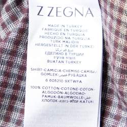 Z Zegna Maroon & Black Checked Cotton Tailored Fit Shirt L